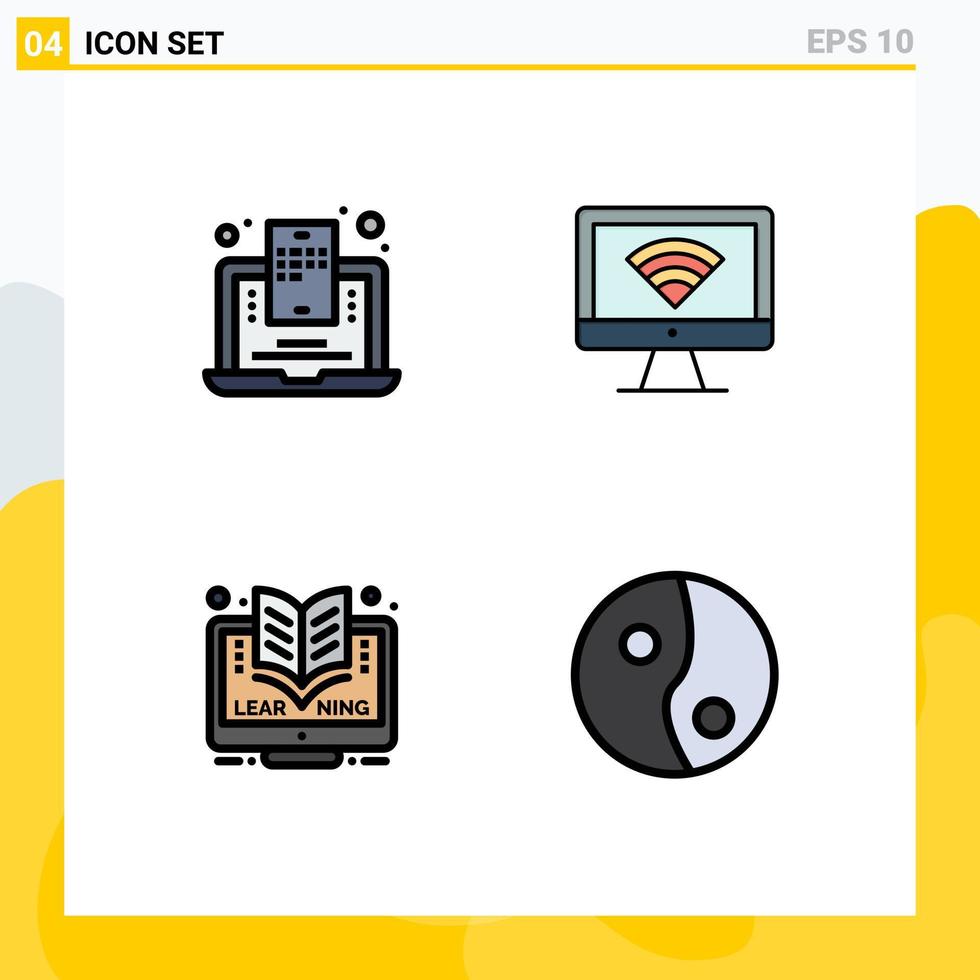 Set of 4 Modern UI Icons Symbols Signs for blog mobile elearning web blogging wifi online Editable Vector Design Elements