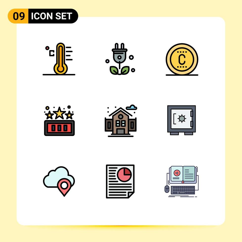 paquete de iconos de vector de stock de 9 signos y símbolos de línea para elementos de diseño de vector editables de marca de ciencia de juego de ciudad