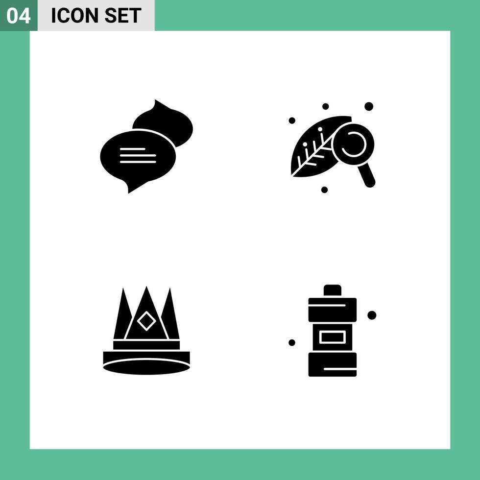 Group of 4 Solid Glyphs Signs and Symbols for chatting empire agriculture nature position Editable Vector Design Elements