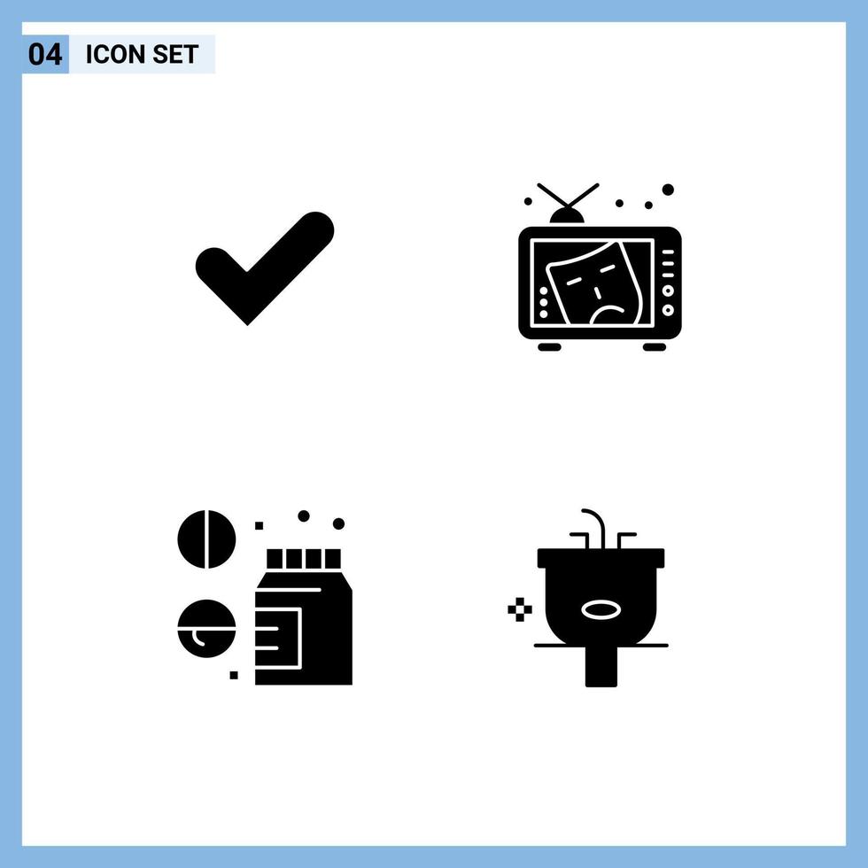 4 Creative Icons Modern Signs and Symbols of check drug good art medical Editable Vector Design Elements
