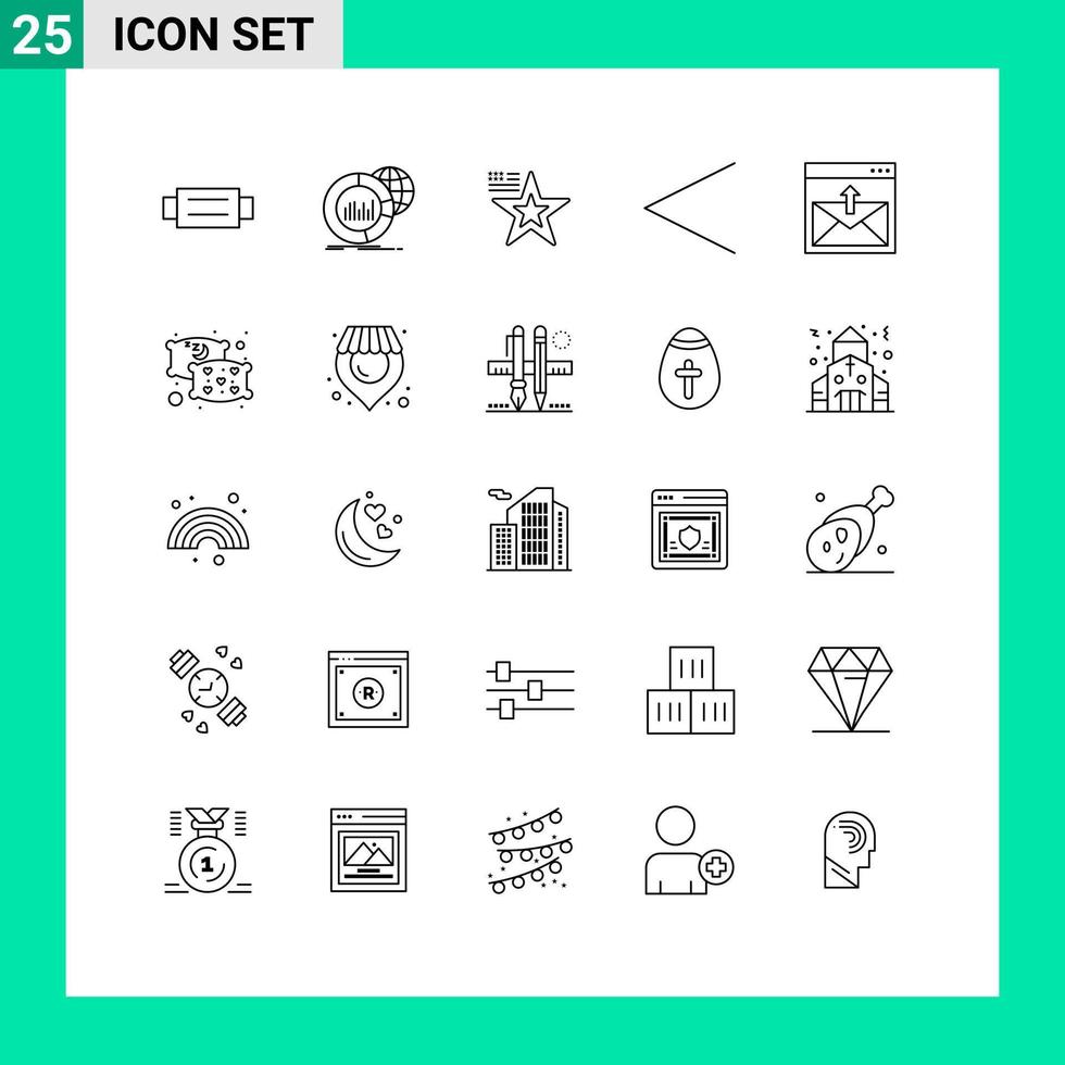 Editable Vector Line Pack of 25 Simple Lines of contact previous infographic left usa Editable Vector Design Elements