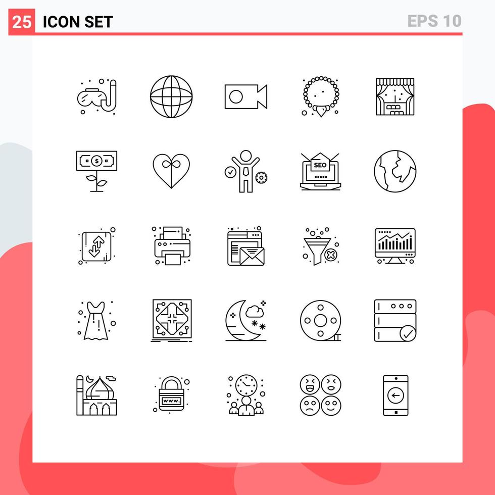 paquete de iconos de vector de stock de 25 signos y símbolos de línea para elementos de diseño de vector editable de joyería de construcción de leva de ciudad de dólar