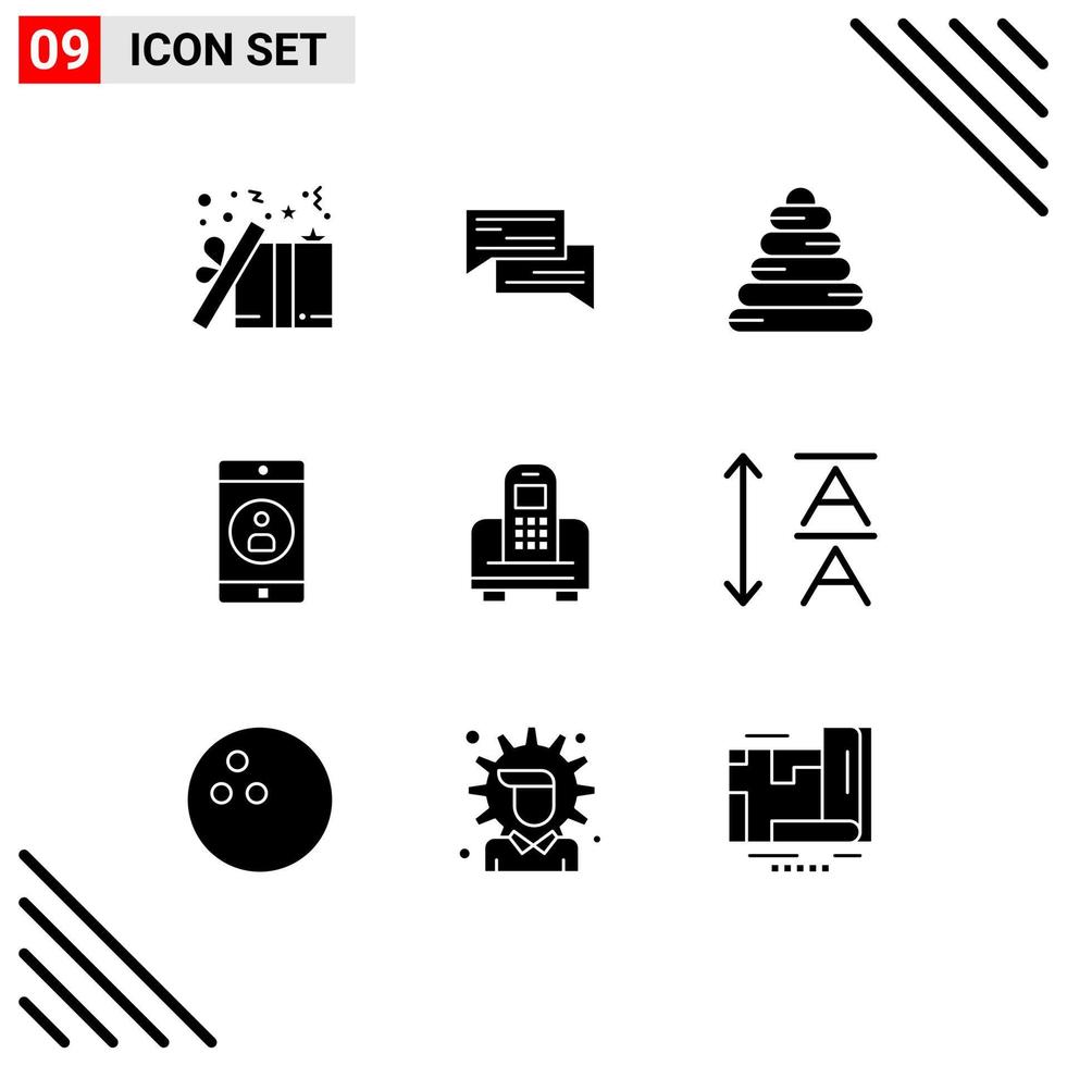 9 Universal Solid Glyph Signs Symbols of mobile application application communication toy baby Editable Vector Design Elements