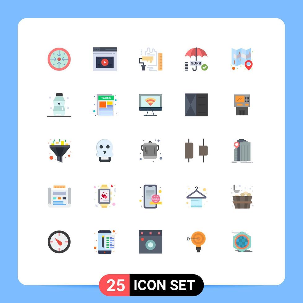 Group of 25 Flat Colors Signs and Symbols for tick gdpr website scale roller Editable Vector Design Elements