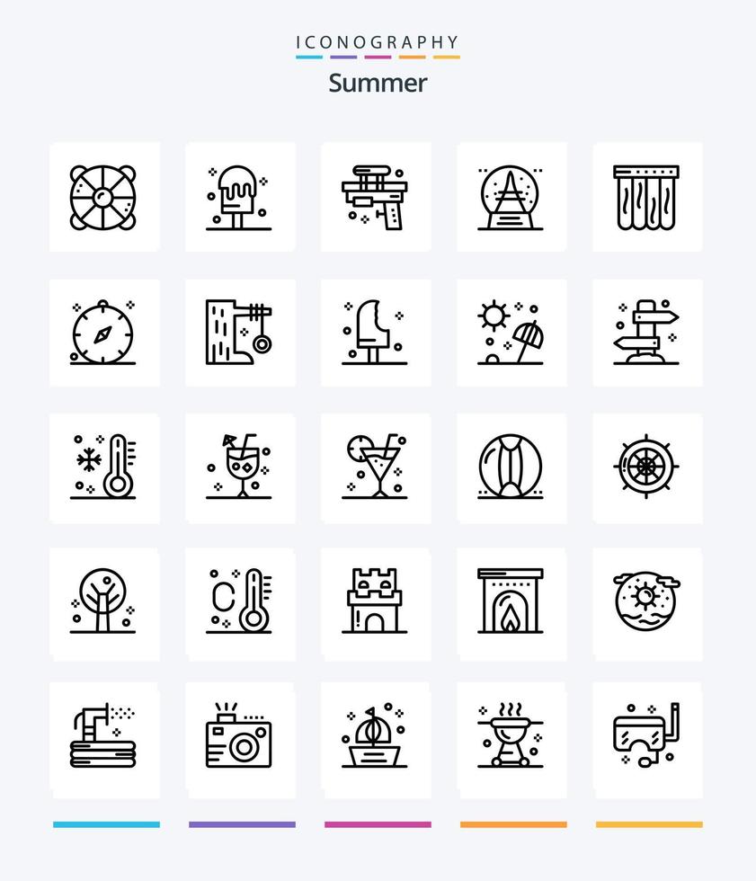 Creative Summer 25 OutLine icon pack  Such As mattress. summer. fun. souvenir. water vector