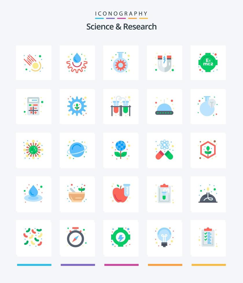 Creative Science 25 Flat icon pack  Such As add. learning. flask. formula. magnet vector