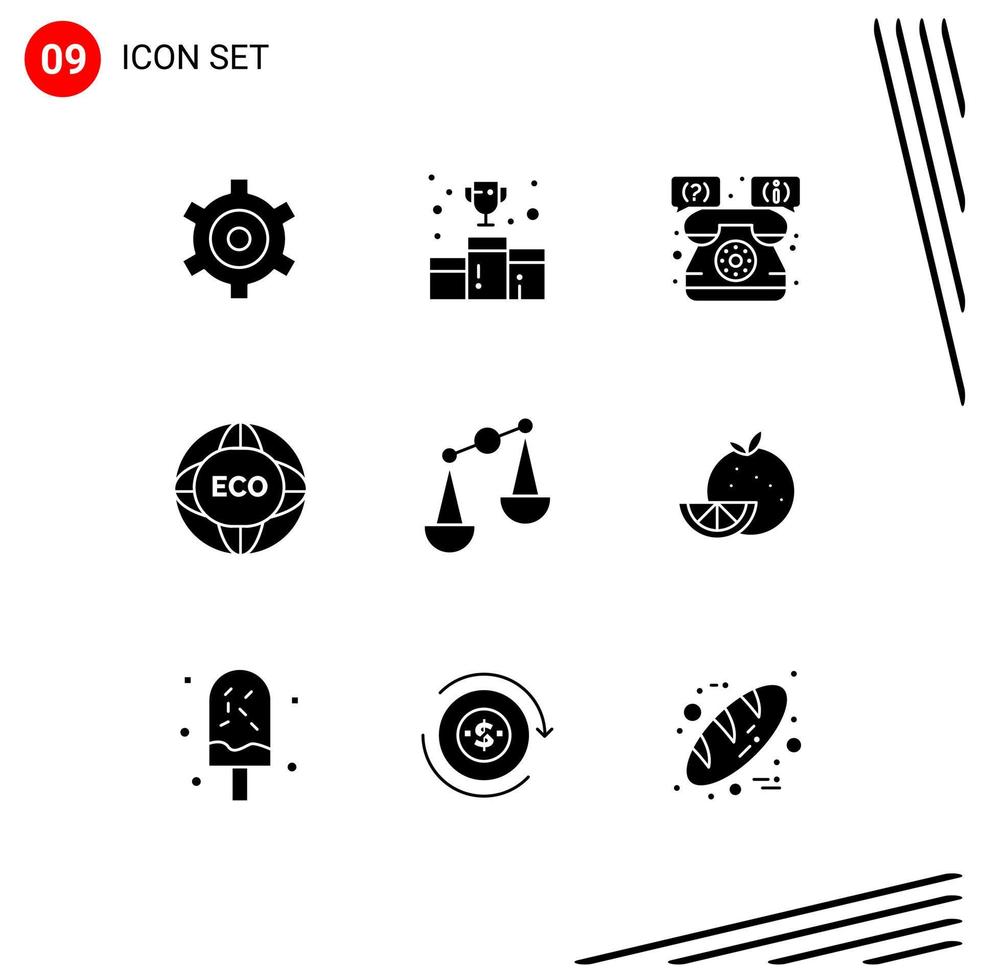 Stock Vector Icon Pack of 9 Line Signs and Symbols for balance world help internet environment Editable Vector Design Elements