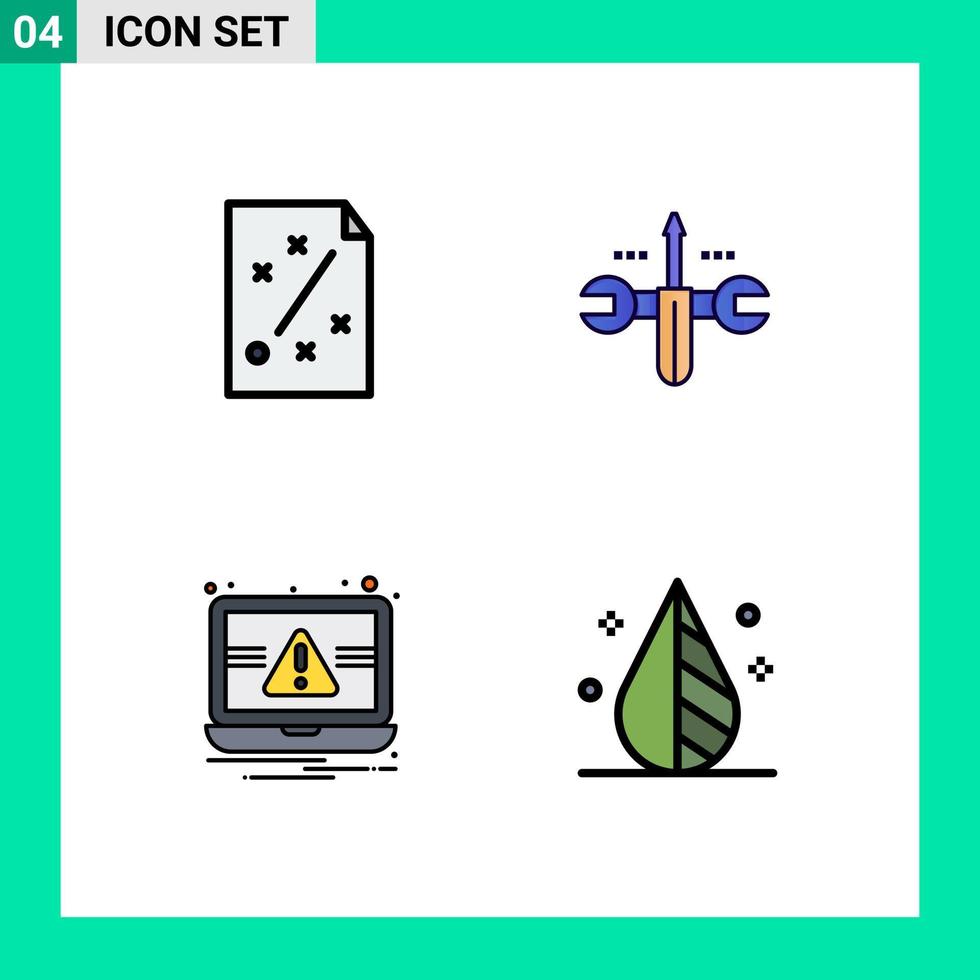 4 Universal Filledline Flat Colors Set for Web and Mobile Applications business essentials project computing notification Editable Vector Design Elements