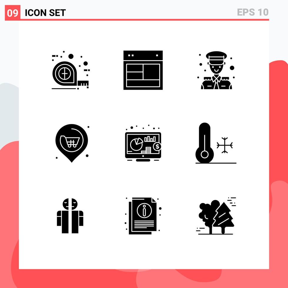 Pictogram Set of 9 Simple Solid Glyphs of investment real website next transportation Editable Vector Design Elements