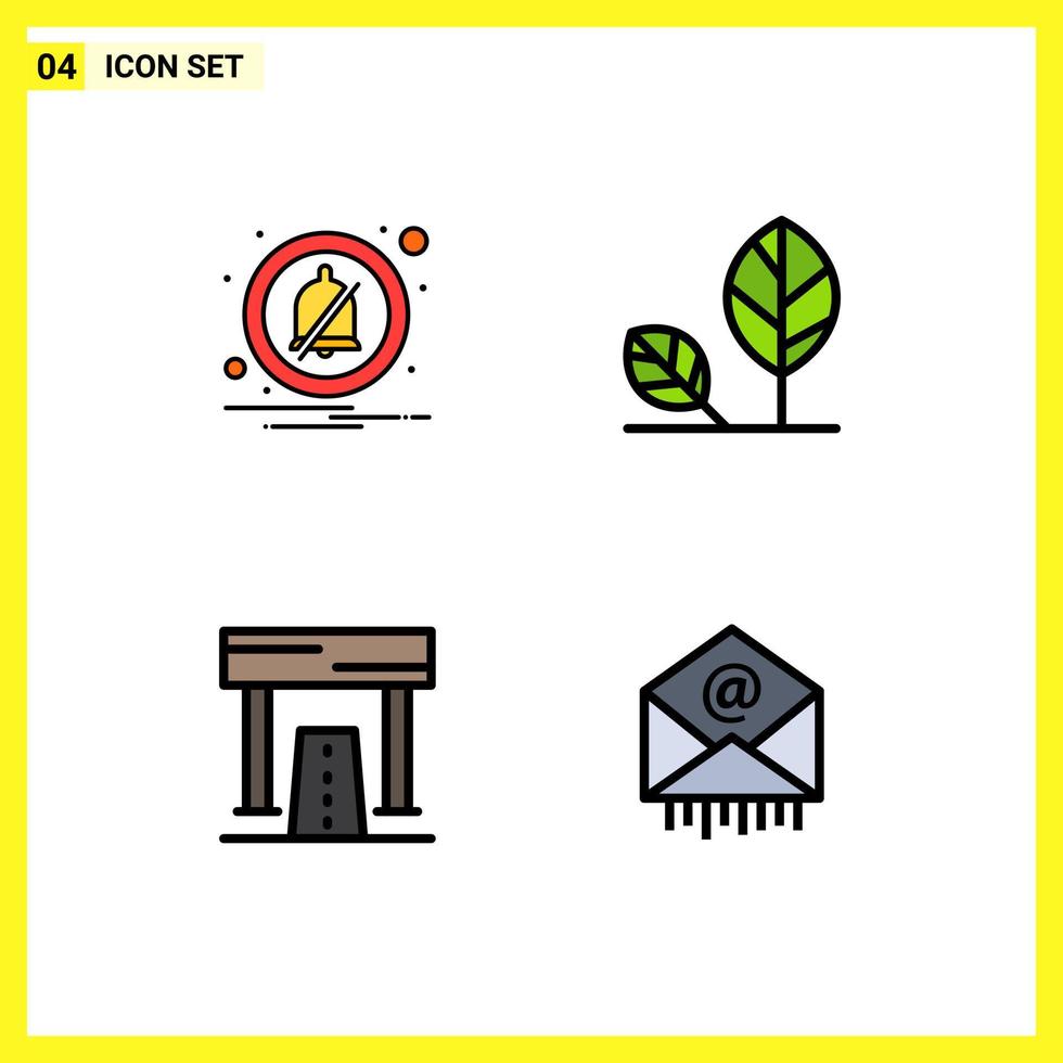 4 User Interface Filledline Flat Color Pack of modern Signs and Symbols of alarm athletics earth leaf game Editable Vector Design Elements
