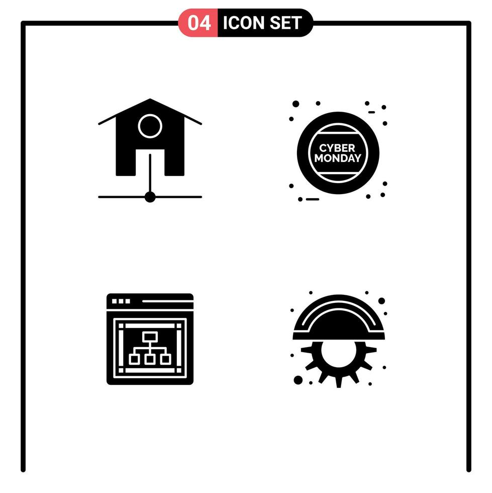 Stock Vector Icon Pack of 4 Line Signs and Symbols for network web cyber sign blades Editable Vector Design Elements