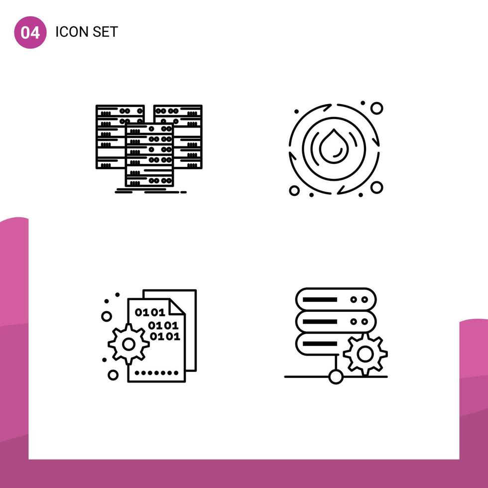 paquete de línea de vector editable de 4 colores planos de línea de llenado simple de la base de datos del navegador central código de resorte elementos de diseño de vector editable