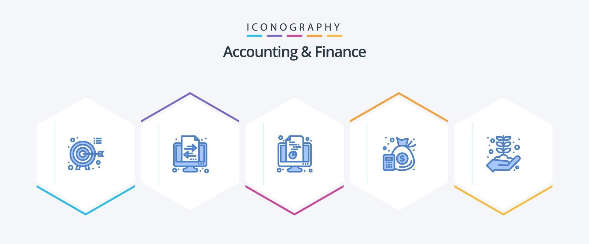 Accounting And Finance 25 Blue icon pack including business. management. chart. finance. document vector