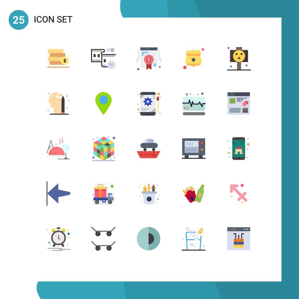Modern Set of 25 Flat Colors and symbols such as halloween star badge shield antivirus Editable Vector Design Elements