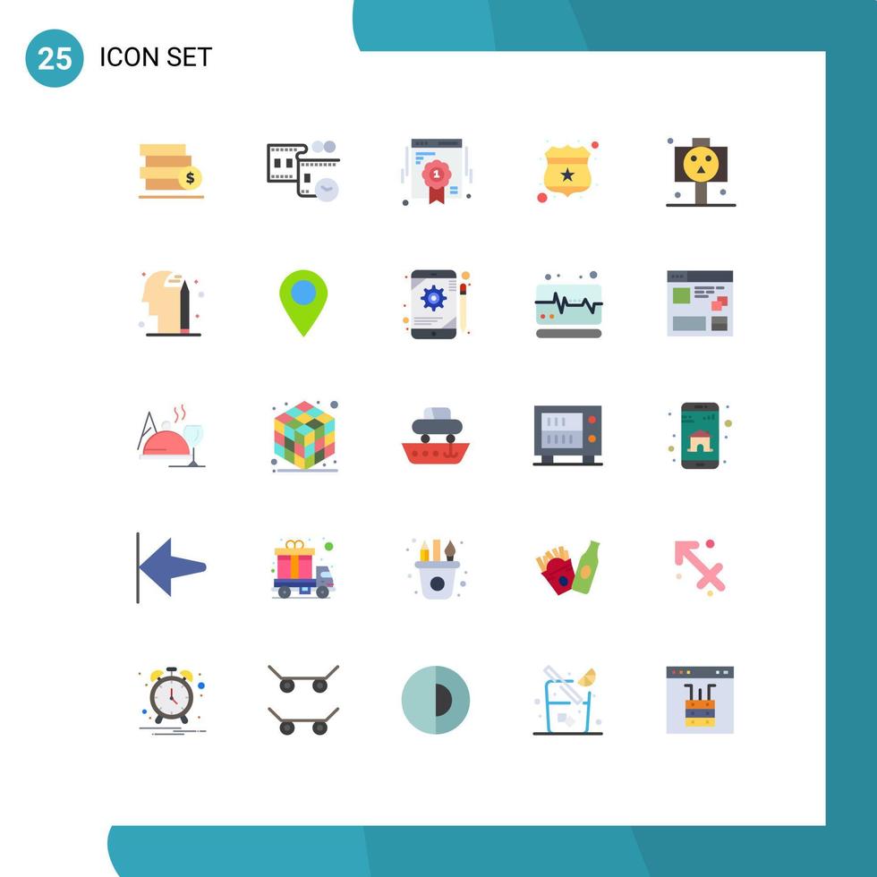 conjunto moderno de 25 colores planos y símbolos como elementos de diseño de vectores editables antivirus de escudo de insignia de estrella de halloween