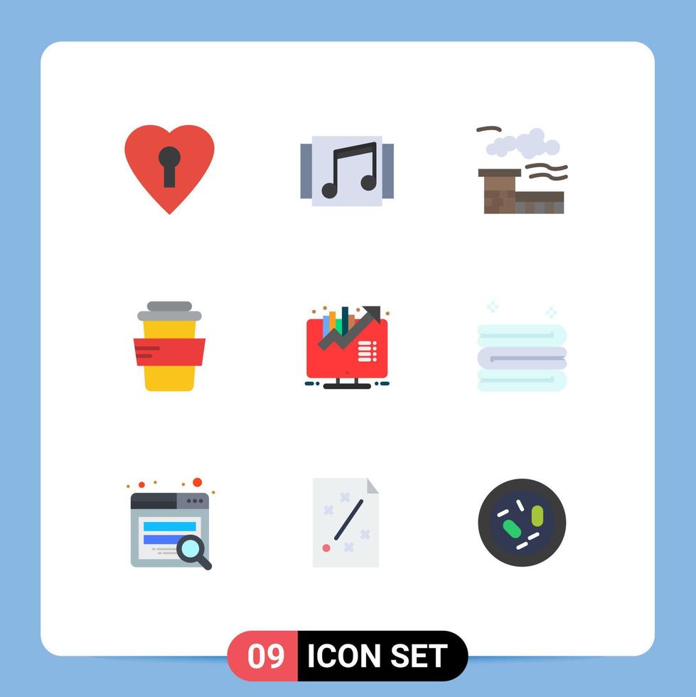 Universal Icon Symbols Group of 9 Modern Flat Colors of growth business growth factory business study Editable Vector Design Elements