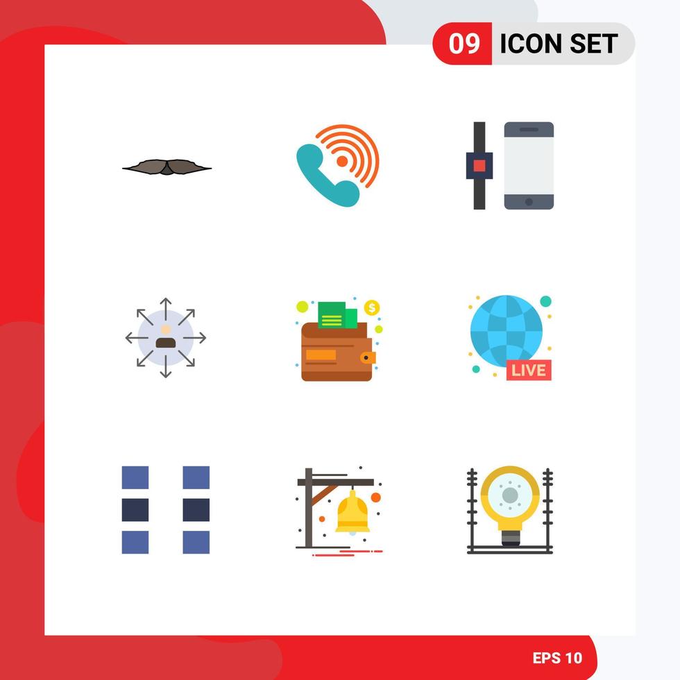 Modern Set of 9 Flat Colors and symbols such as human career ring arrows smartphone Editable Vector Design Elements