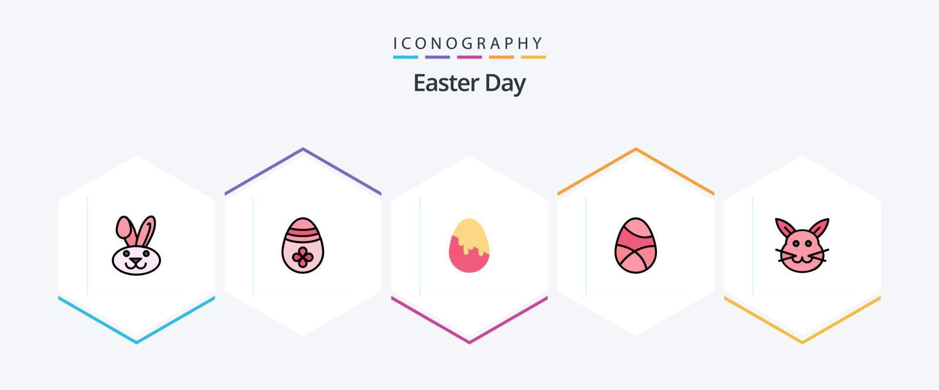 paquete de iconos de línea de llenado de pascua 25 que incluye. conejo. decoración. Pascua de Resurrección. conejito vector