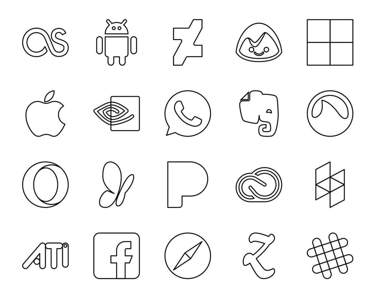 20 Social Media Icon Pack Including ati adobe evernote cc pandora vector