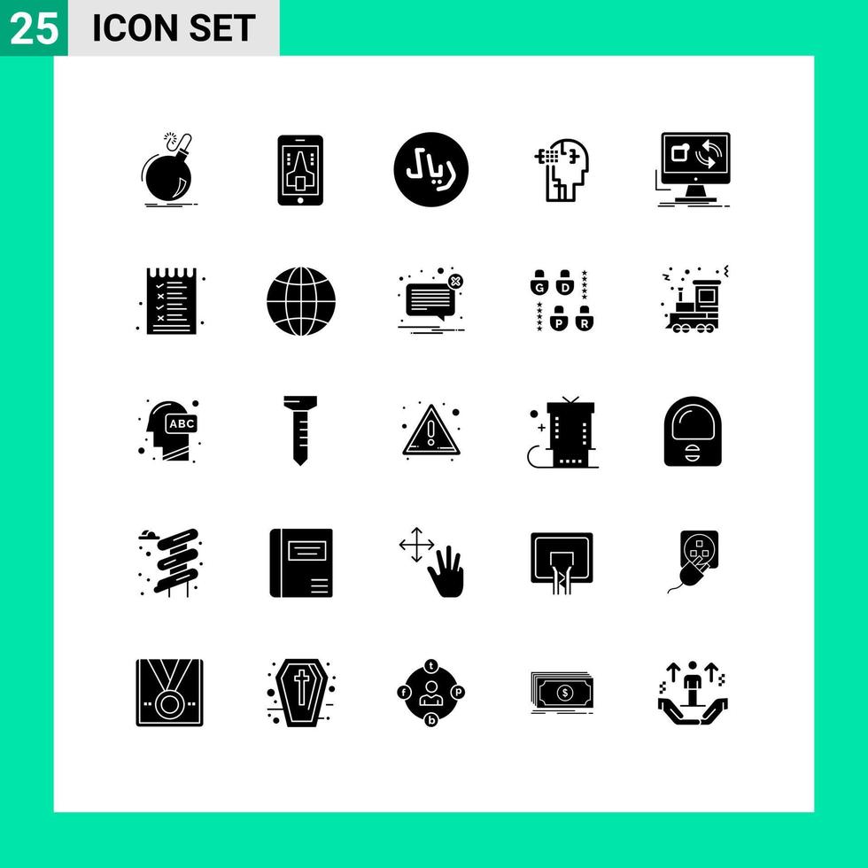 25 Solid Glyph concept for Websites Mobile and Apps app head smartphone man artifical Editable Vector Design Elements