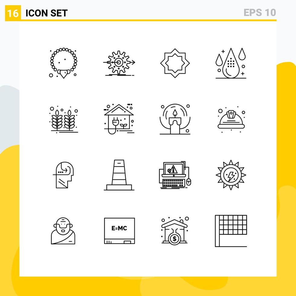 Set of 16 Vector Outlines on Grid for drop design art color islam Editable Vector Design Elements