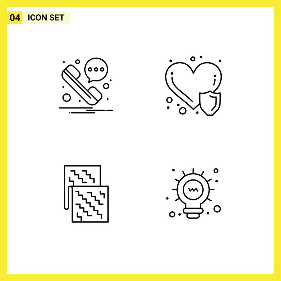 Universal Icon Symbols Group of 4 Modern Filledline Flat Colors of message fabric health care insurance material Editable Vector Design Elements