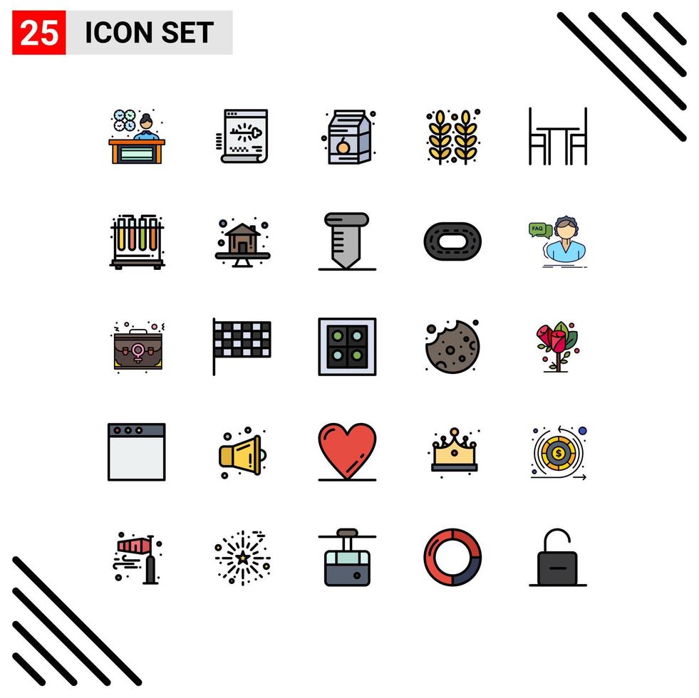 Set of 25 Modern UI Icons Symbols Signs for wheat grain password food milk Editable Vector Design Elements