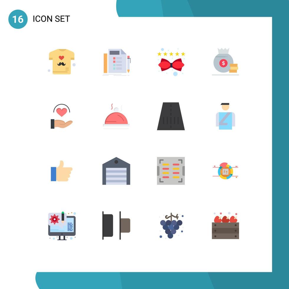 Universal Icon Symbols Group of 16 Modern Flat Colors of medical money task bag rating Editable Pack of Creative Vector Design Elements