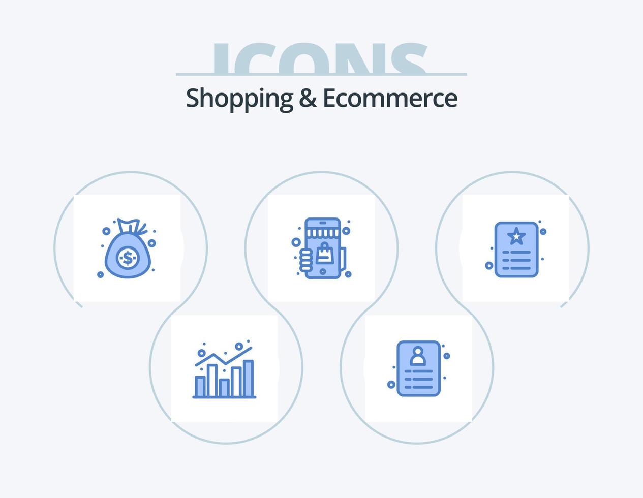 Shopping and Ecommerce Blue Icon Pack 5 Icon Design. id. shopping. bag. shopping. marketplace vector