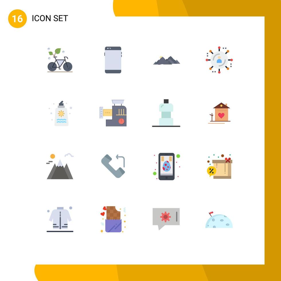 Group of 16 Flat Colors Signs and Symbols for marketing network affiliate marketing huawei scene hill Editable Pack of Creative Vector Design Elements