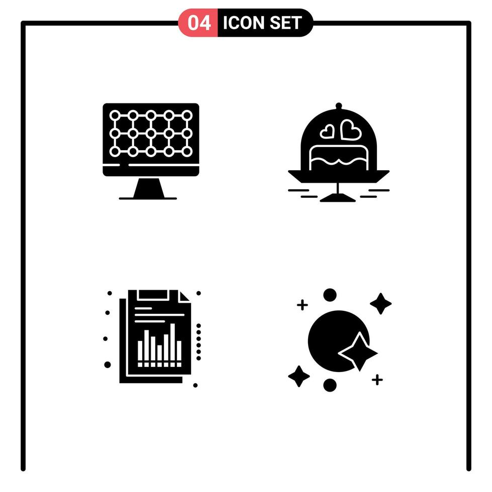 Set of Commercial Solid Glyphs pack for computer quarterly cake love astronomy Editable Vector Design Elements