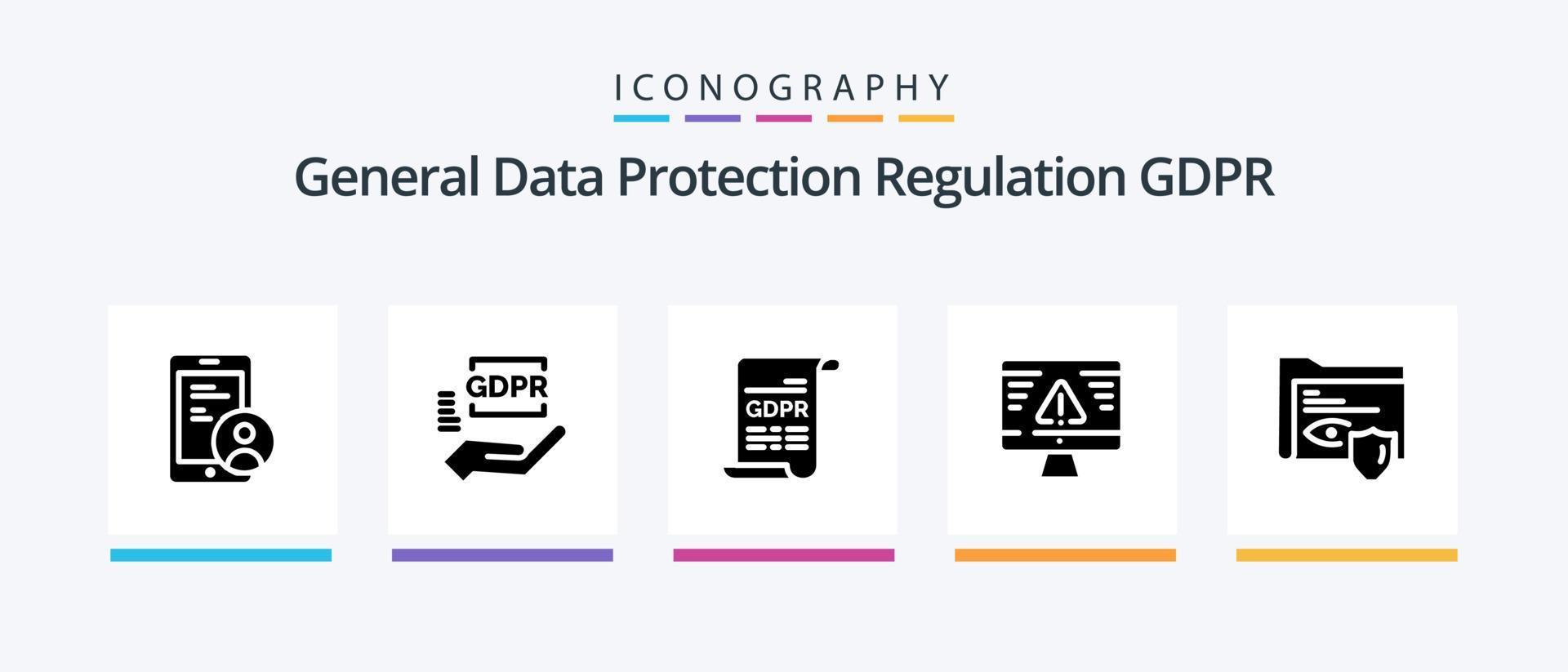 Gdpr Glyph 5 Icon Pack Including security . hand . general data protection. form. Creative Icons Design vector
