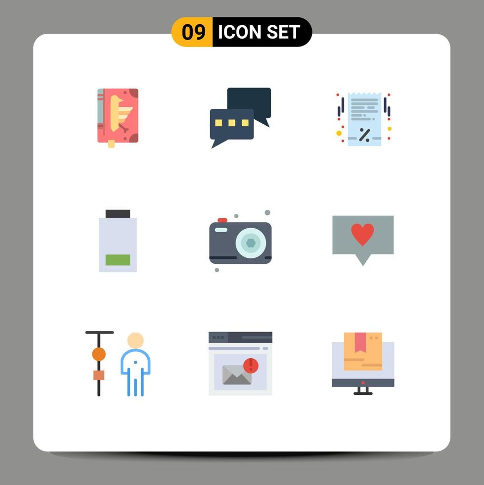 Universal Icon Symbols Group of 9 Modern Flat Colors of father status bill low battery Editable Vector Design Elements
