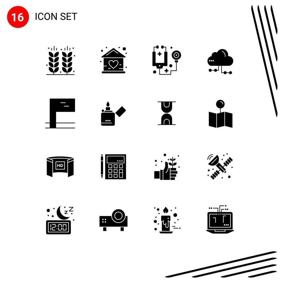 Stock Vector Icon Pack of 16 Line Signs and Symbols for network share home cloud stethoscope Editable Vector Design Elements