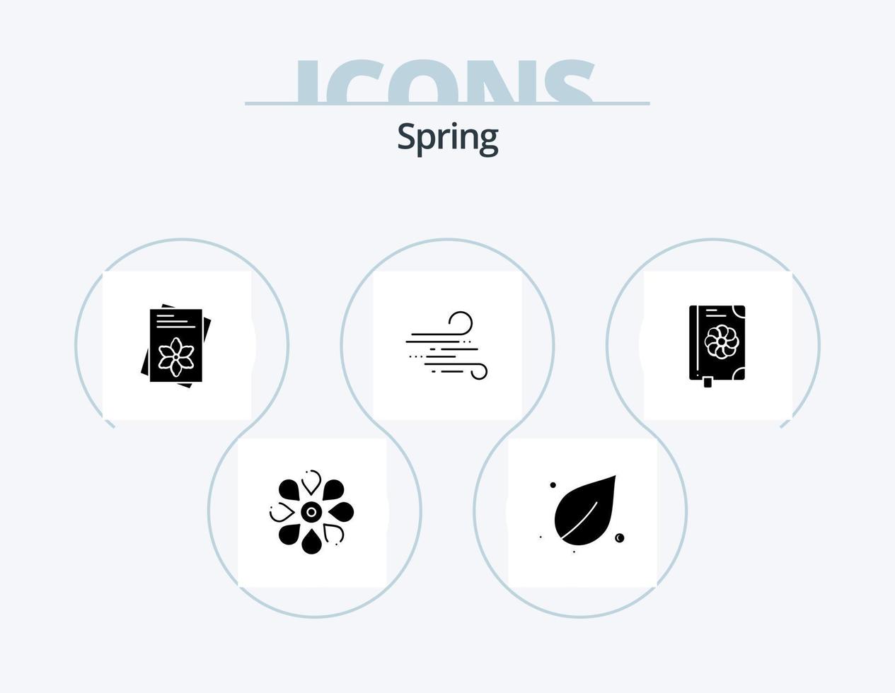 paquete de iconos de glifos de primavera 5 diseño de iconos. libro. viento. primavera. clima. primavera vector