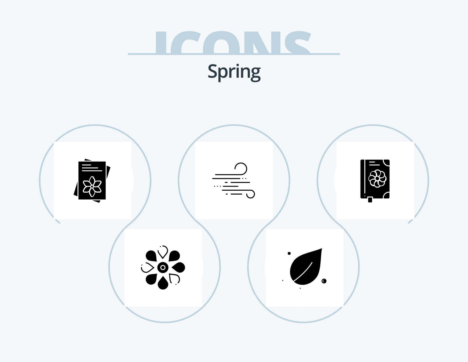 Spring Glyph Icon Pack 5 Icon Design. book. wind. spring. weather