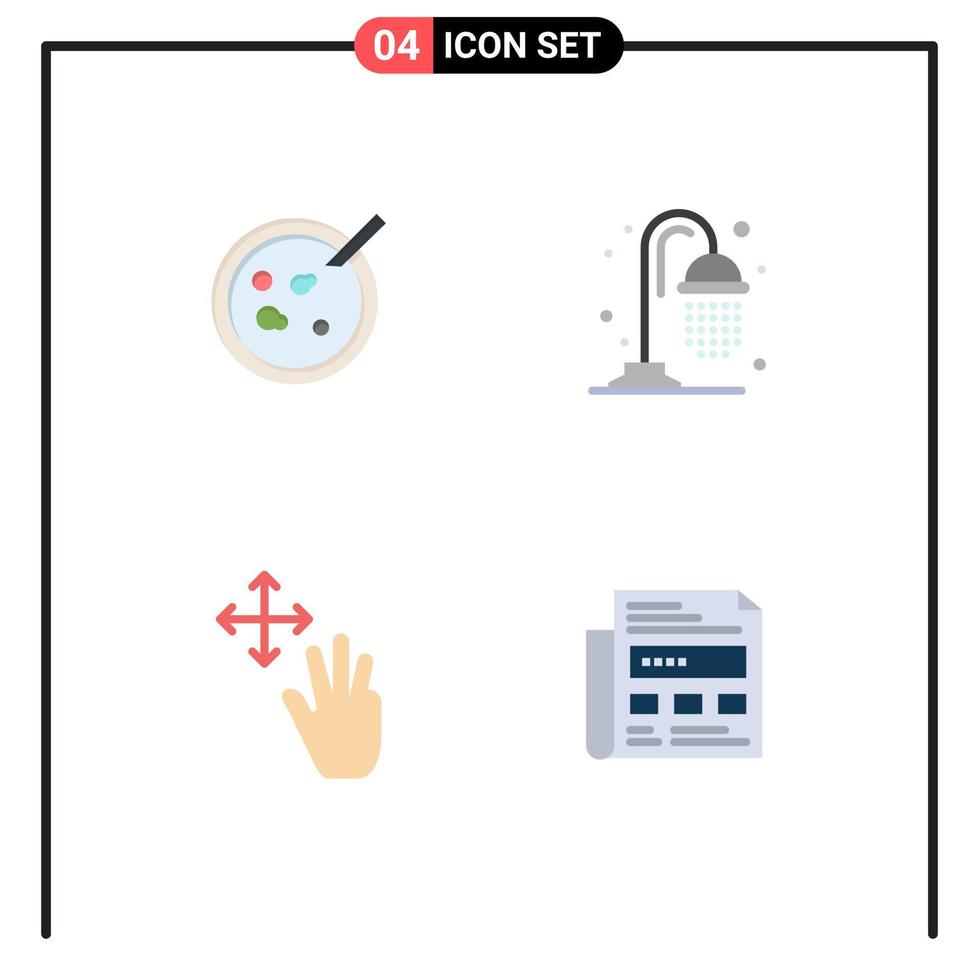 Pack of 4 creative Flat Icons of petri gestures medical shower newspaper Editable Vector Design Elements