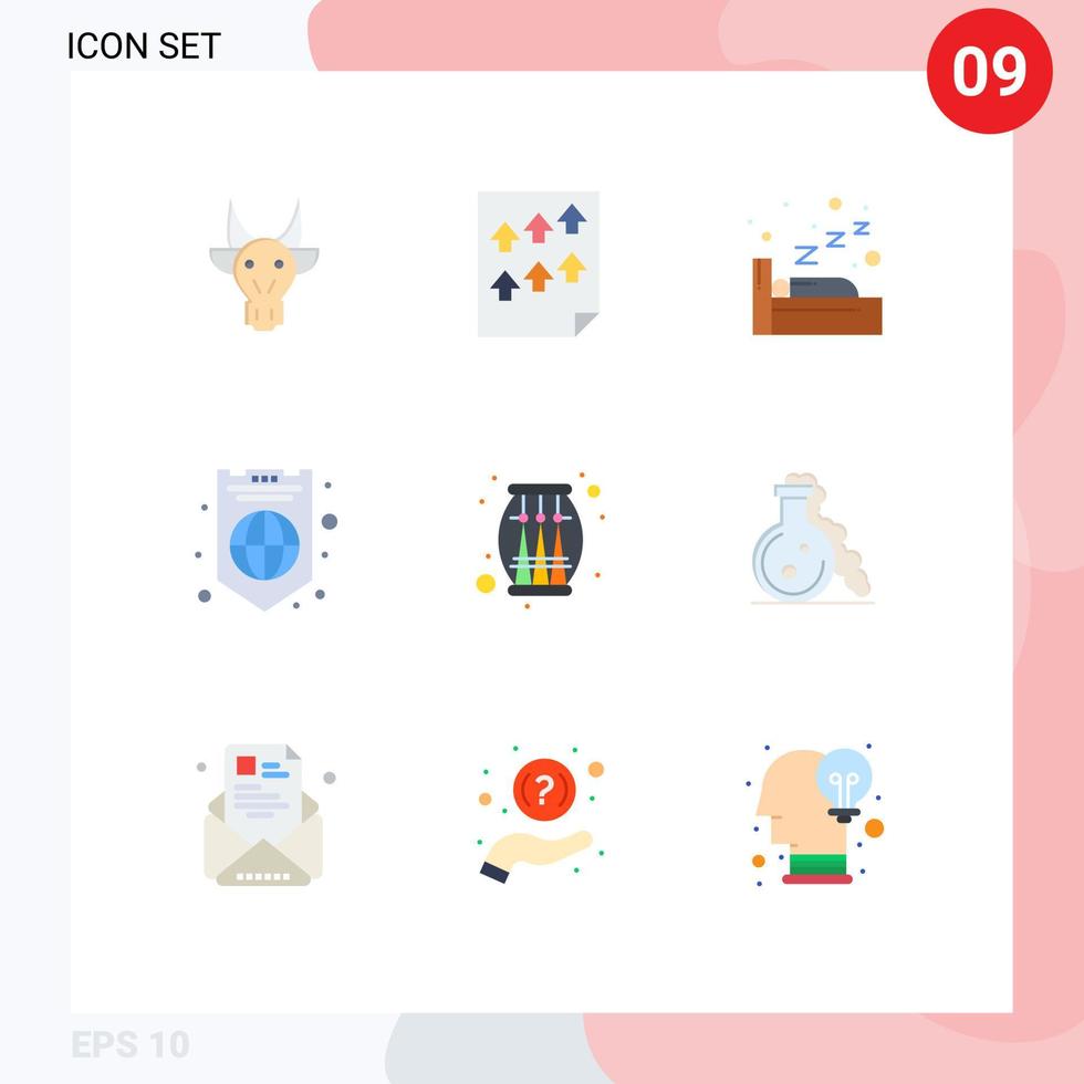 Editable Vector Line Pack of 9 Simple Flat Colors of drum protection paper internet sleeping Editable Vector Design Elements