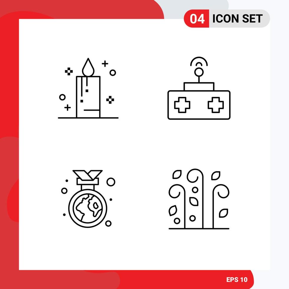 4 Universal Filledline Flat Colors Set for Web and Mobile Applications candle ecology baby toy blowing Editable Vector Design Elements