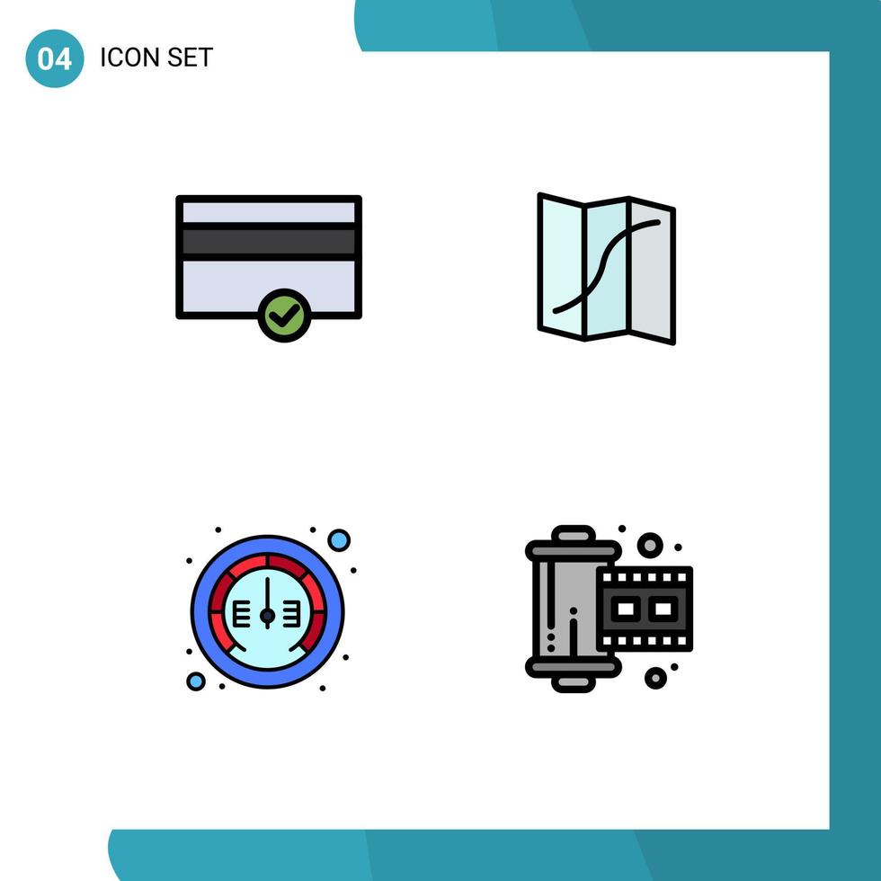 4 iconos creativos modernos signos y símbolos de finanzas metro mapa pin cine elementos de diseño vectorial editables vector