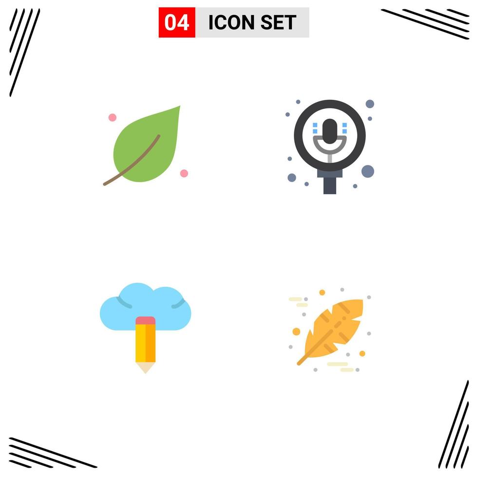 Modern Set of 4 Flat Icons and symbols such as ecology creative spring record autumn Editable Vector Design Elements