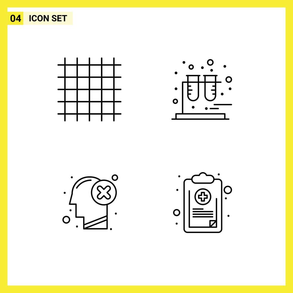 Mobile Interface Line Set of 4 Pictograms of grid head streamline tubes mark Editable Vector Design Elements