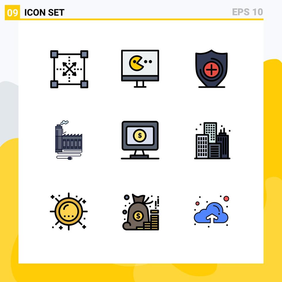 Stock Vector Icon Pack of 9 Line Signs and Symbols for dollar manufacturing medical factory resource Editable Vector Design Elements
