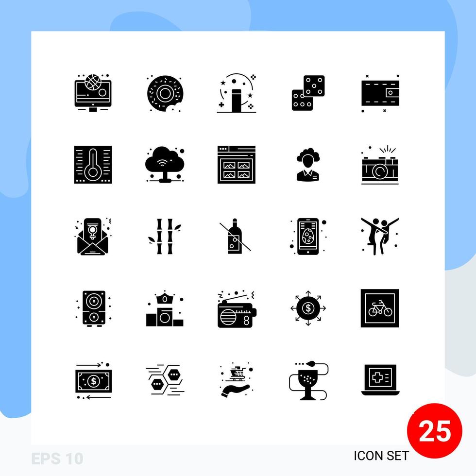 Universal Icon Symbols Group of 25 Modern Solid Glyphs of temperature cash magician money gambling Editable Vector Design Elements