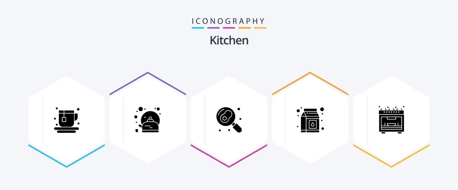 paquete de iconos de 25 glifos de cocina que incluye . microonda. cocina. cocina. paquete vector