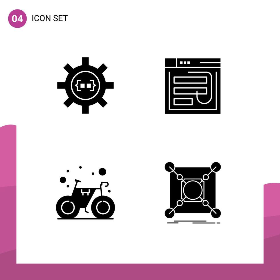Modern Set of 4 Solid Glyphs and symbols such as coding phishing development hack website Editable Vector Design Elements