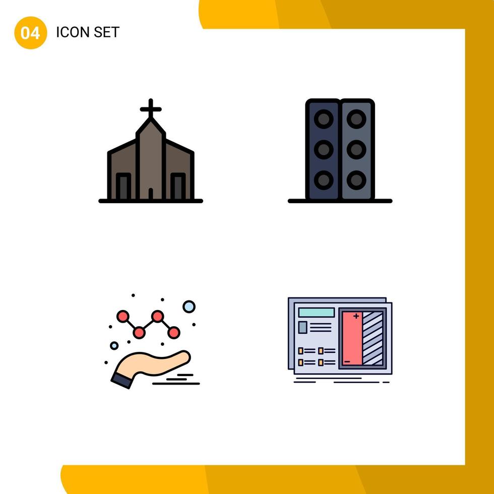 Editable Vector Line Pack of 4 Simple Filledline Flat Colors of building analytics historic lab graph Editable Vector Design Elements