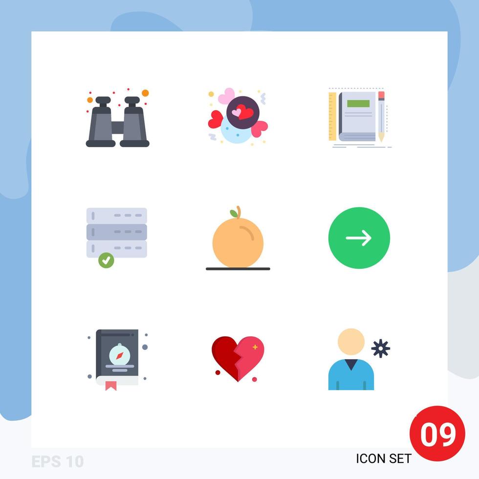 Modern Set of 9 Flat Colors and symbols such as pulp fruit notebook devices approve Editable Vector Design Elements
