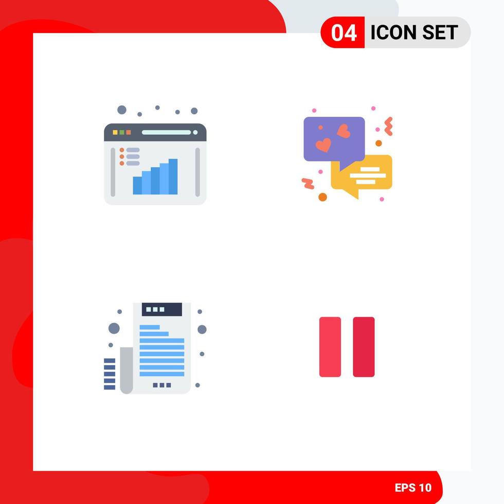 4 Creative Icons Modern Signs and Symbols of business report file data evaluation love control Editable Vector Design Elements