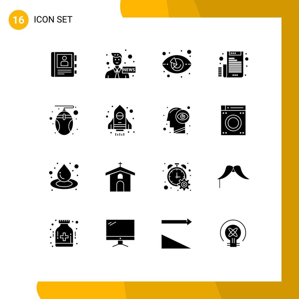 Modern Set of 16 Solid Glyphs and symbols such as computer file chart email marketing Editable Vector Design Elements